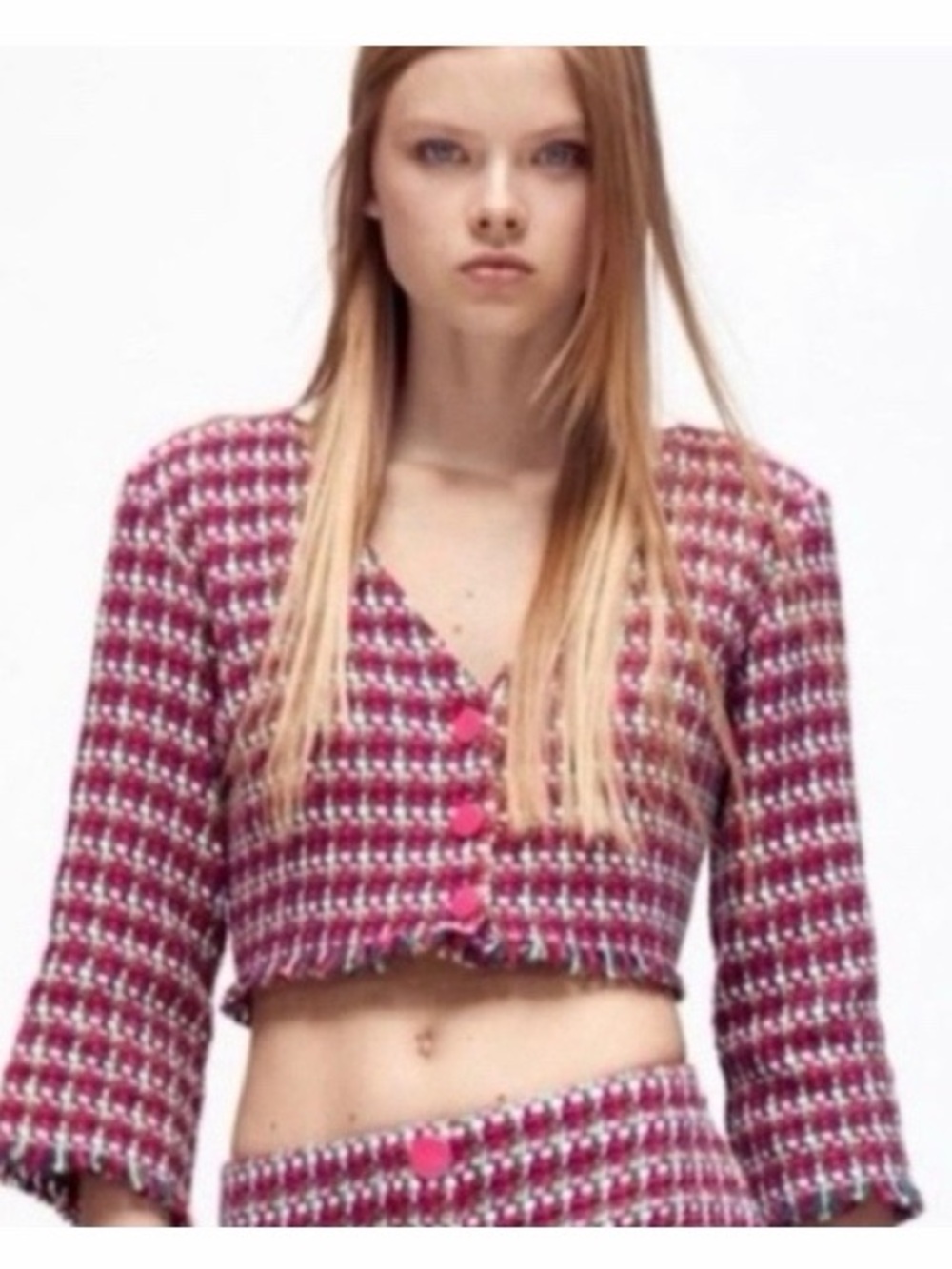 Zara Tweed‎ Fringe Cropped Blazer
